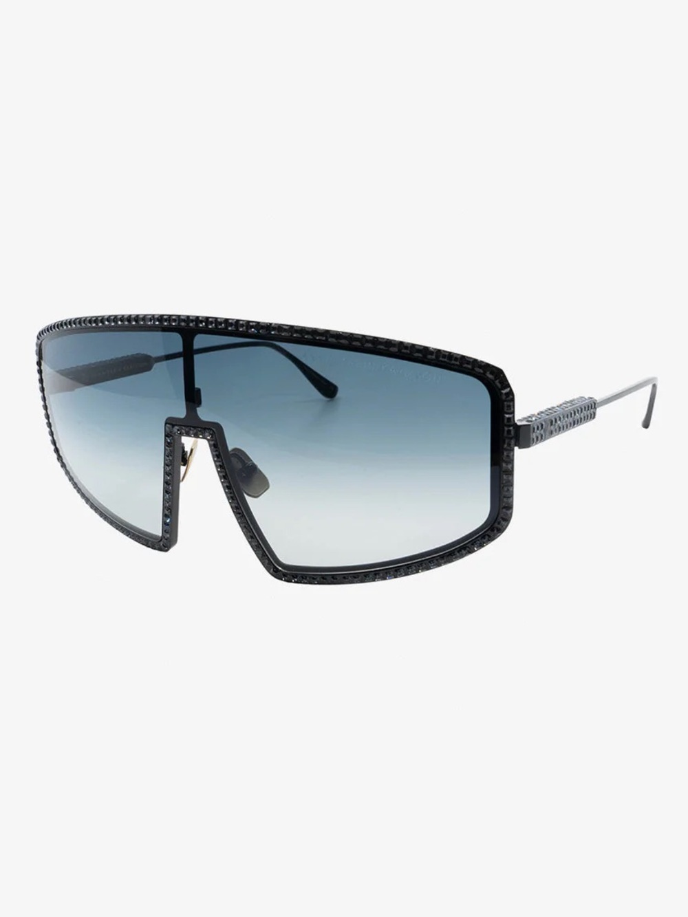 New Anna Karin Karlsson Shady Luv 2.0 Black Shield Swarovski Sunglasses